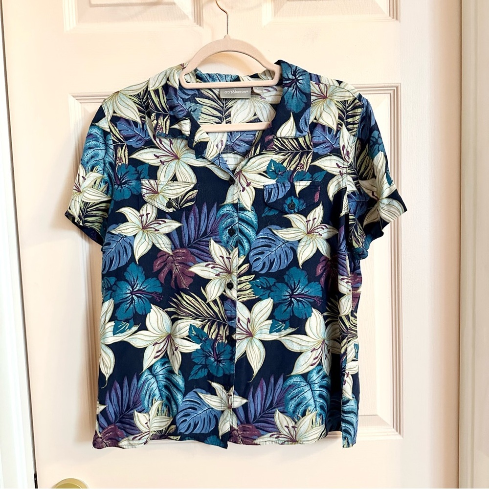 Blue Croft and barrow Hawaiian button up